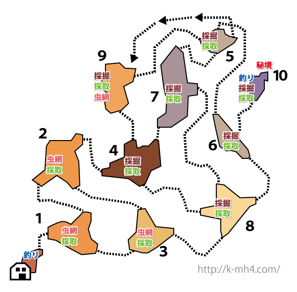 【MH4G】遺跡平原のマップ