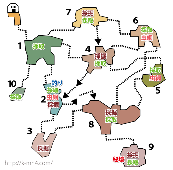 【MH4G】地底洞窟のマップ